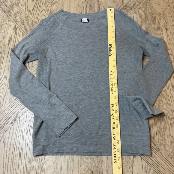 J. Crew Small Gray Merino Wool Silk Blend Crew Neck Long Sleeve Casual Sweater - Picture 5 of 6